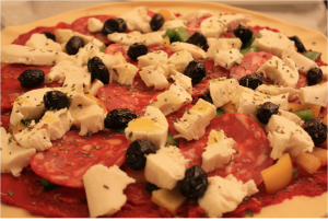 Pizza Chorizo - Poivrons - avant la cuisson